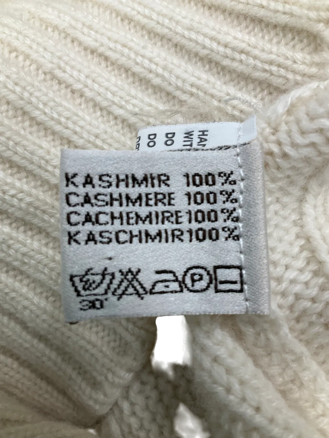 Filati Biagioli Modesto Cream Cashmere Cable Knit Jumper UK XXL