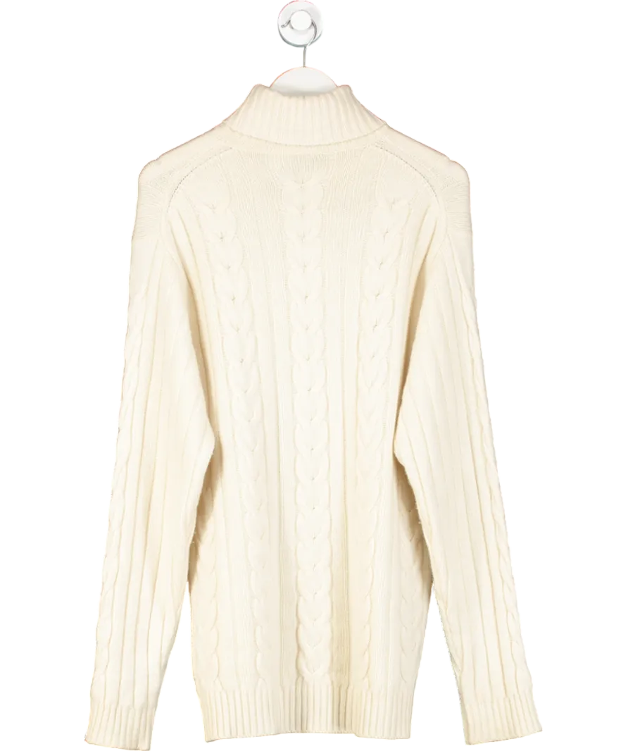 Filati Biagioli Modesto Cream Cashmere Cable Knit Jumper UK XXL