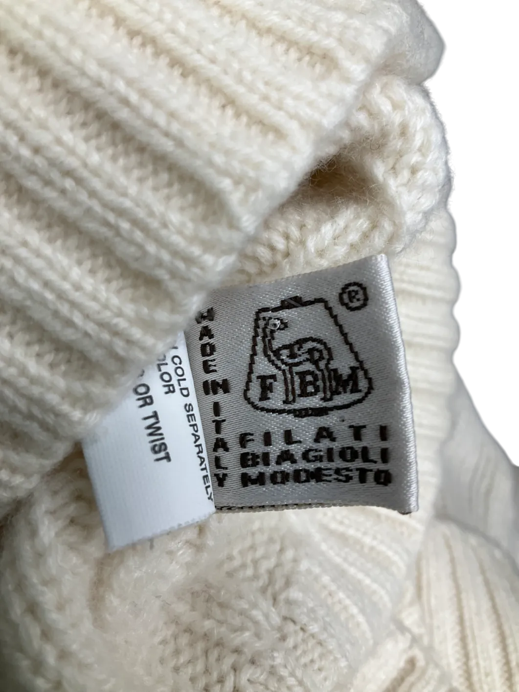 Filati Biagioli Modesto Cream Cashmere Cable Knit Jumper UK XXL