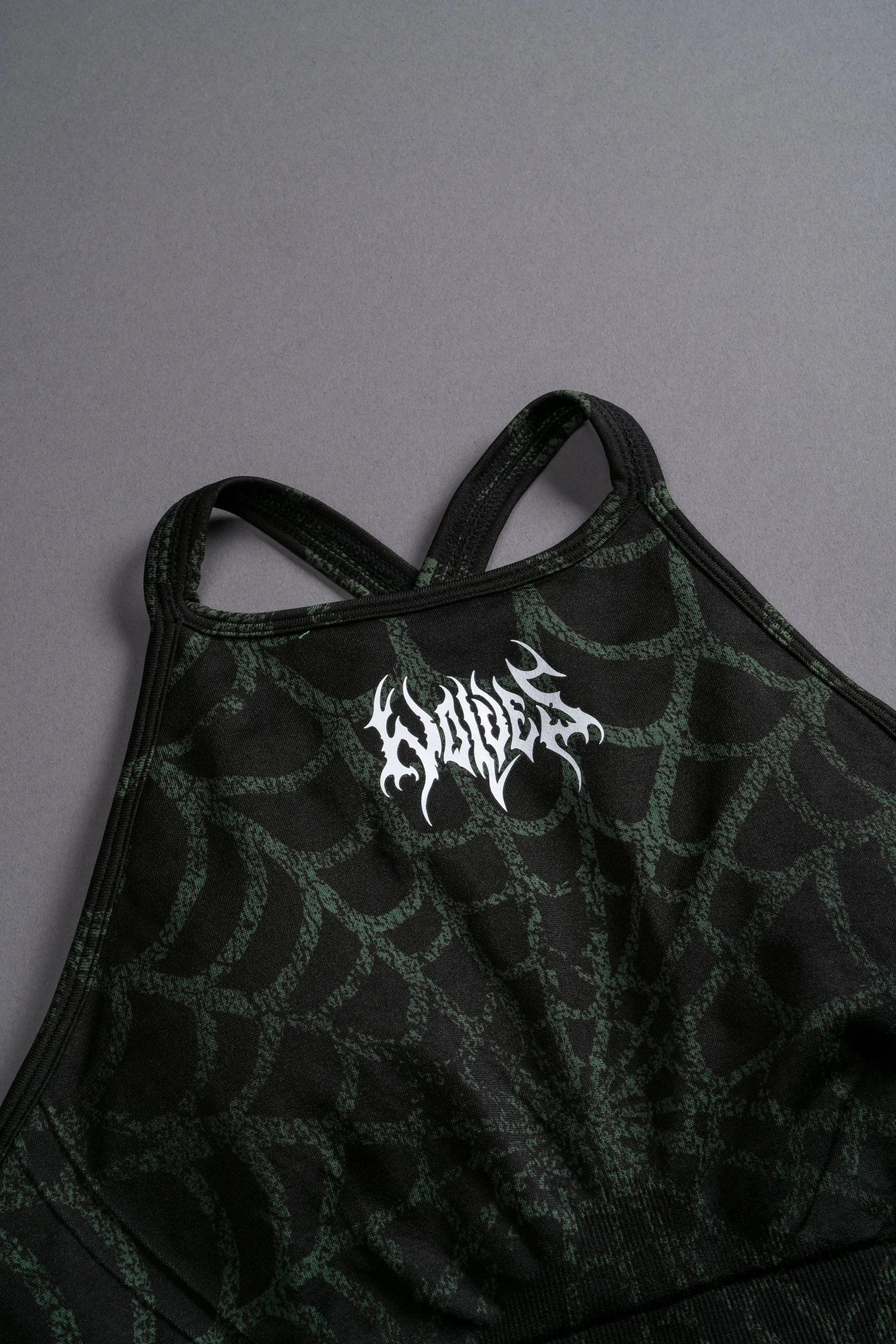 Hesh "Everson Seamless" High Neck Bra in Black/Green Symbiote Web