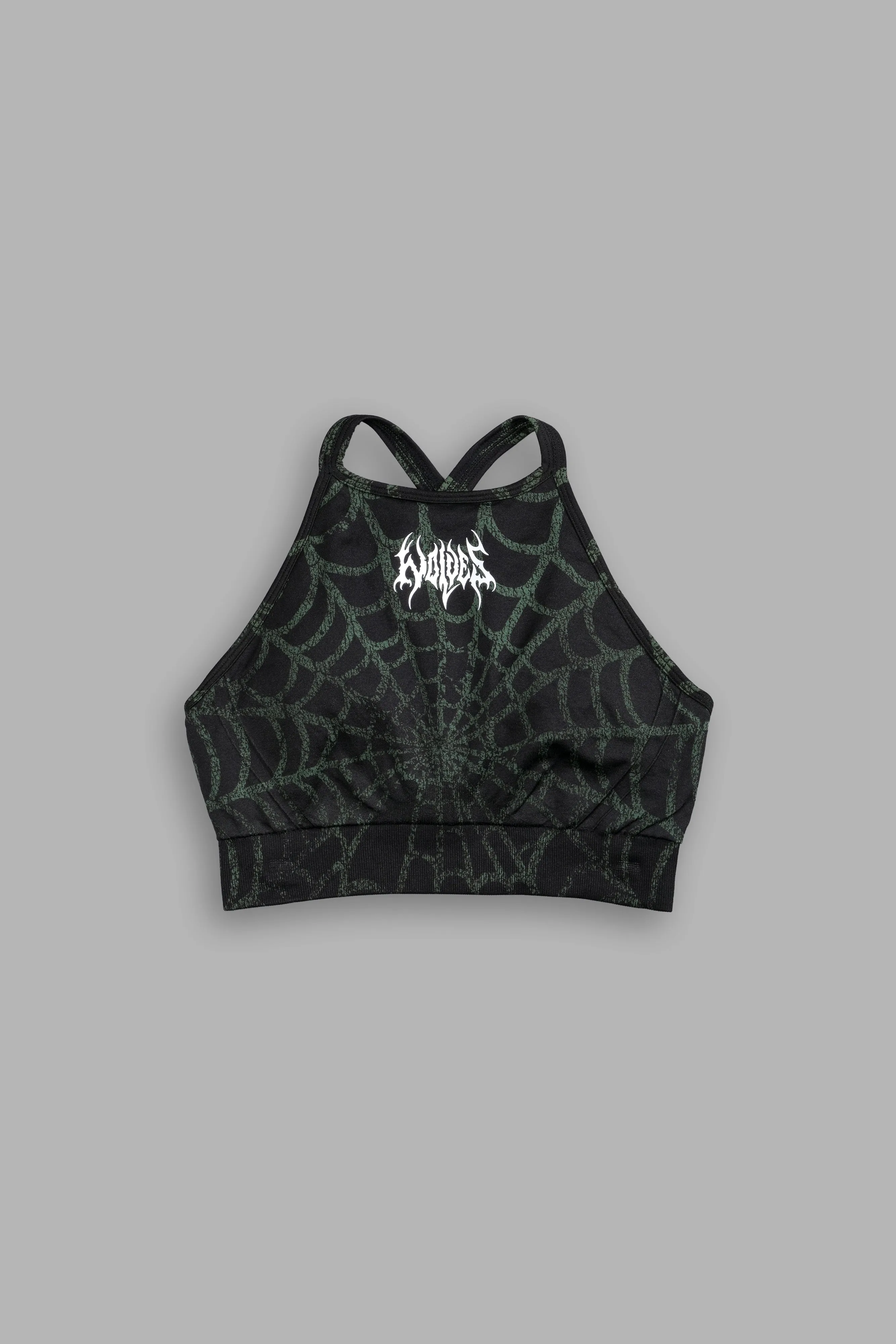 Hesh "Everson Seamless" High Neck Bra in Black/Green Symbiote Web