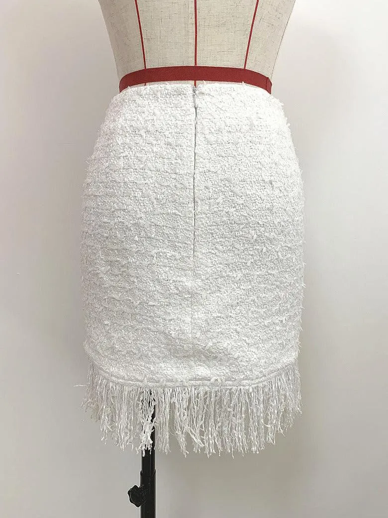 KittenAlarm - Angela Tweed Tassel Trim Skirt