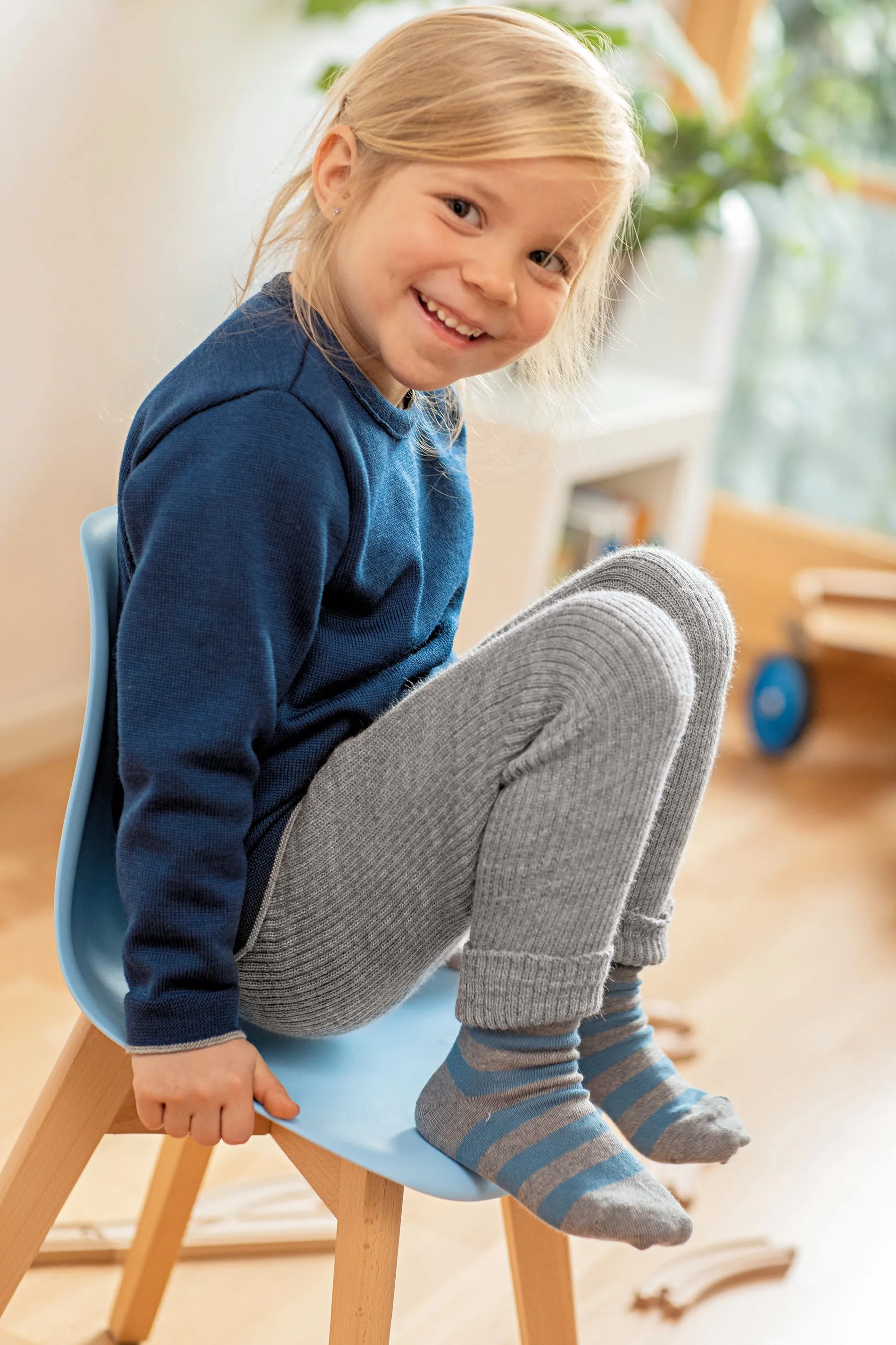 KNITTED LEGGINGS - navy
