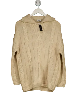Lounge Beige Marl Cable Knit 1/4 Zip Jumper UK S