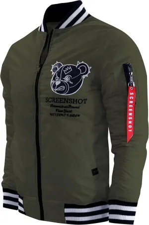 SCREENSHOT Hip-Hop Urban NYC Fashion Padded Bomber Jacket - Quilted Linning Outdoor Streetwear Graffiti Patch Zip Up Top