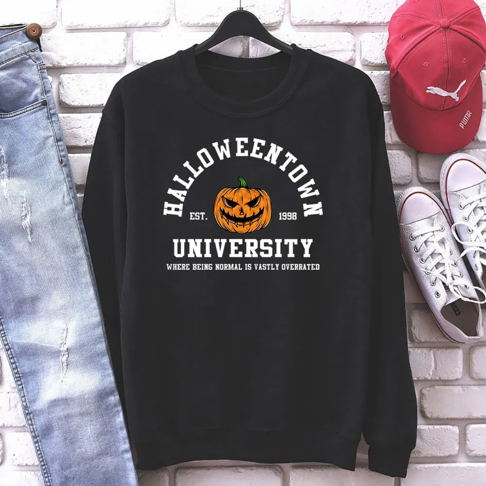 Wenkouban Halloween Costume Vintage Halloweentown Sweatshirt Halloweentown Est 1998 Pullover Funny Halloween Town Fall Hoodies Pumpkin Halloween Sweatshirts