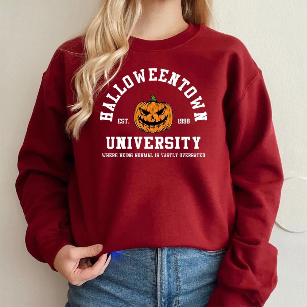 Wenkouban Halloween Costume Vintage Halloweentown Sweatshirt Halloweentown Est 1998 Pullover Funny Halloween Town Fall Hoodies Pumpkin Halloween Sweatshirts