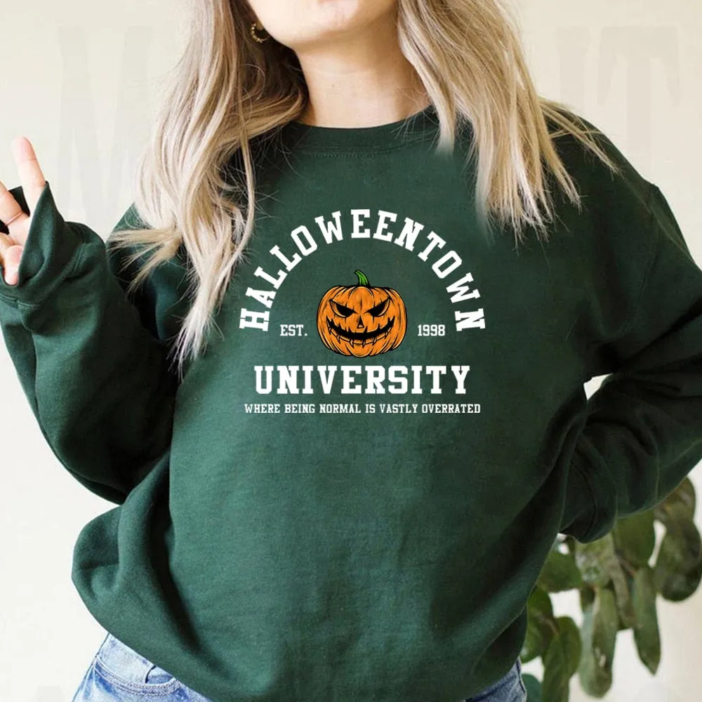 Wenkouban Halloween Costume Vintage Halloweentown Sweatshirt Halloweentown Est 1998 Pullover Funny Halloween Town Fall Hoodies Pumpkin Halloween Sweatshirts