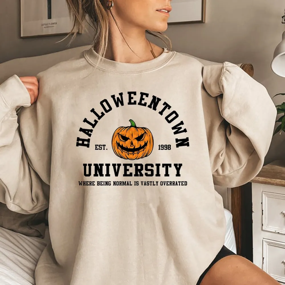 Wenkouban Halloween Costume Vintage Halloweentown Sweatshirt Halloweentown Est 1998 Pullover Funny Halloween Town Fall Hoodies Pumpkin Halloween Sweatshirts