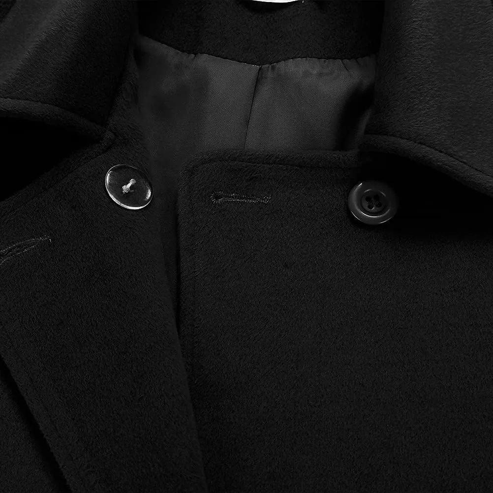 Ylingjun Womens Double Breasted Wool Jackets Casual Classic Fit Pea Coat Outwear
